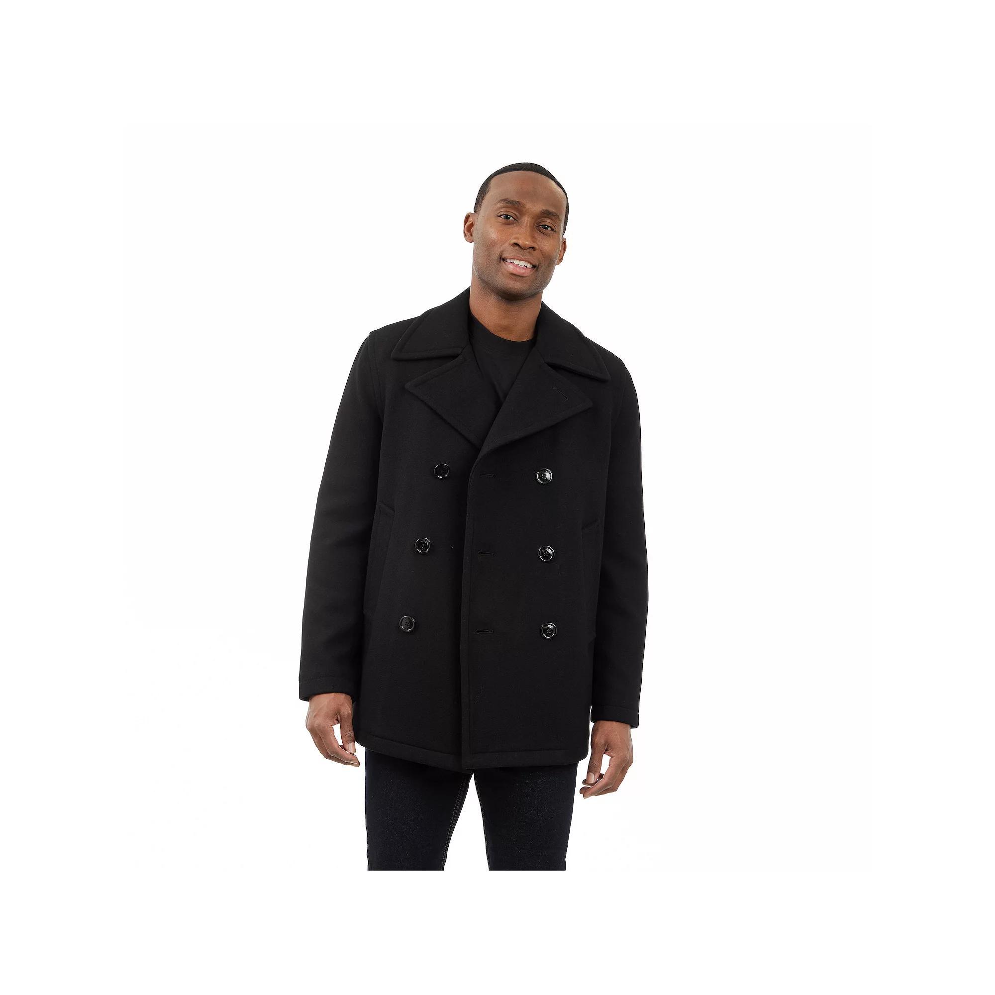Men's London Fog Classic Wool Blend Peacoat, Size: XXL, Black Product Image