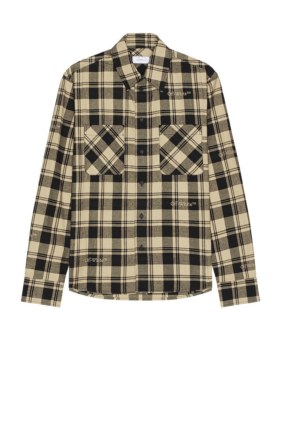 OFF-WHITE Check Flannel Shirt in Black Product Image