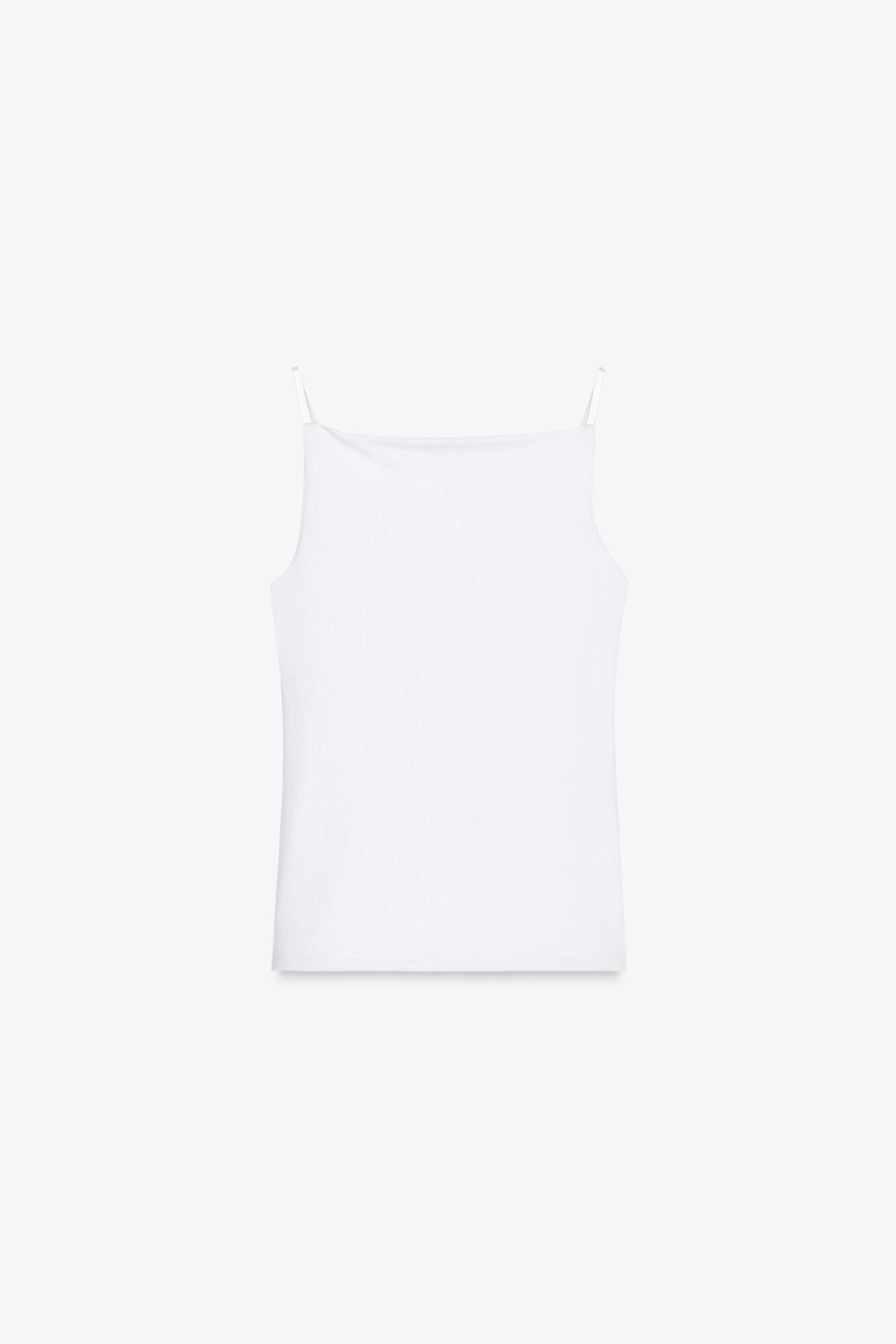 RIB KNIT POLYAMIDE STRAPPY TOP Product Image