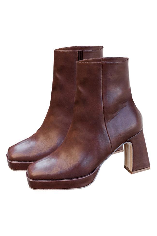 Candace Brown Square Toe Booties FINAL SALE Product Image