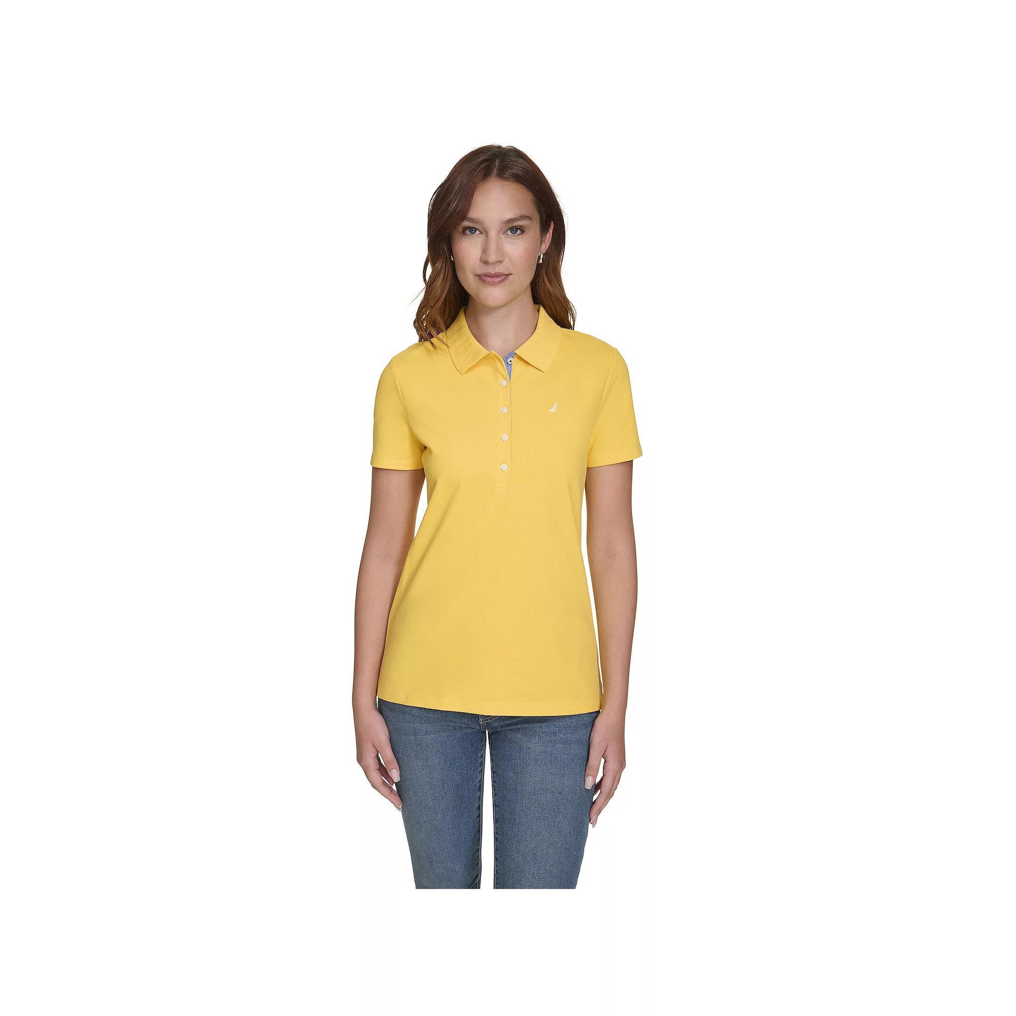 Women's Nautica Daisy Short Sleeve Polo, Size: Large, Black Product Image