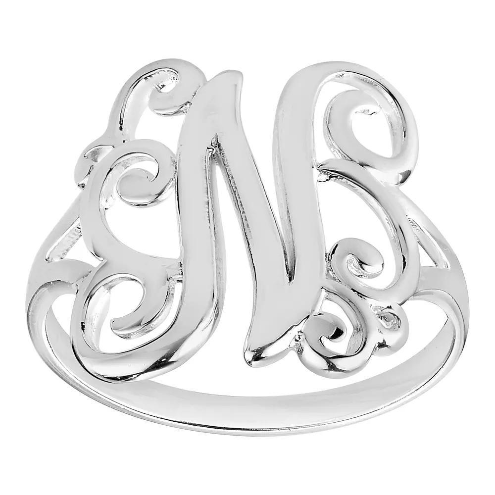 PRIMROSE Sterling Silver Monogram Initial Ring, Women's, Size: 9, U Product Image