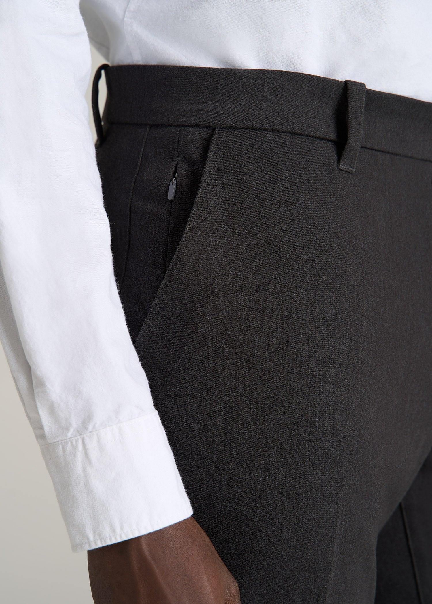 TAPERED-FIT Stretch Dress Pants for Tall Men in Charcoal Heather Product Image