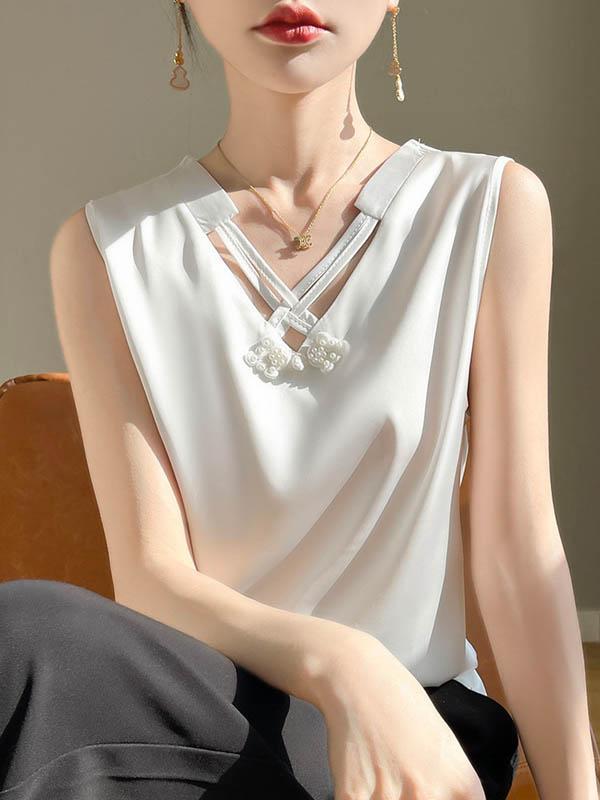 Loose Plus Size Solid Color V-Neck Vest Top Product Image