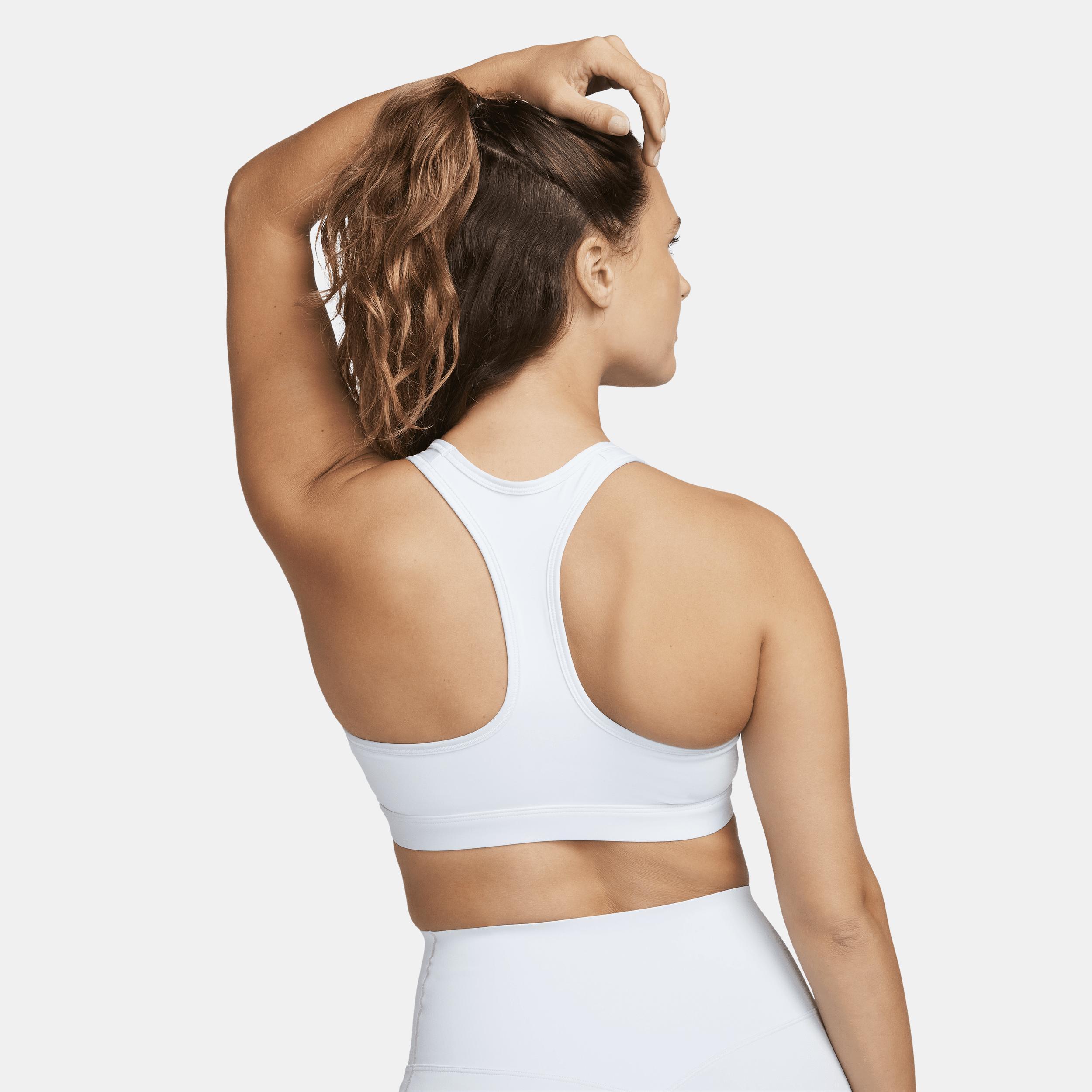 Nike Women's Swoosh Medium Support Sports Bra in White/White Size 2XL 100% Polyester/Spandex Product Image