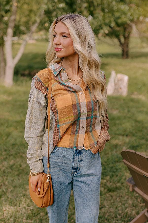 Pumpkin Spice Dreams Color Block Button Up Product Image