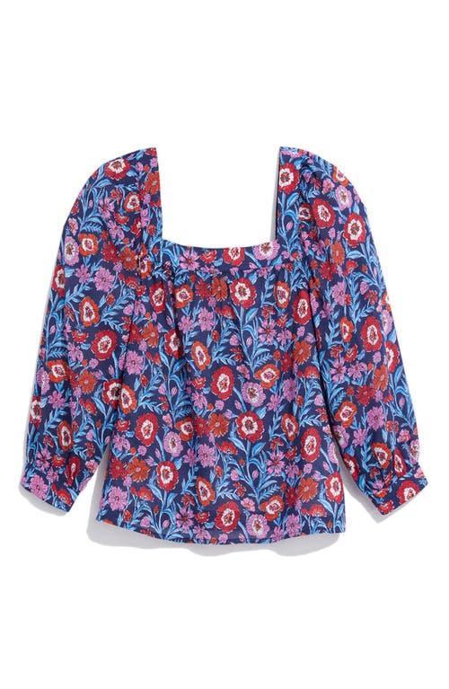 Vineyard Vines Tisbury Floral Square Neck Top (Tisbury Floral/Deep Bay) Women's Clothing Product Image
