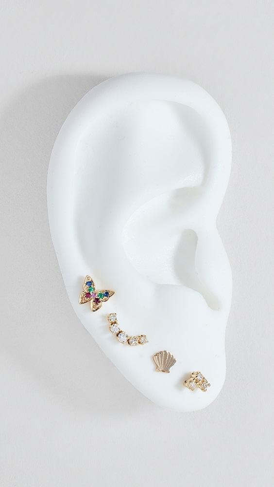 Zoe Chicco 14k Graduated Curved Prong Set Earring Stud | Shopbop Product Image