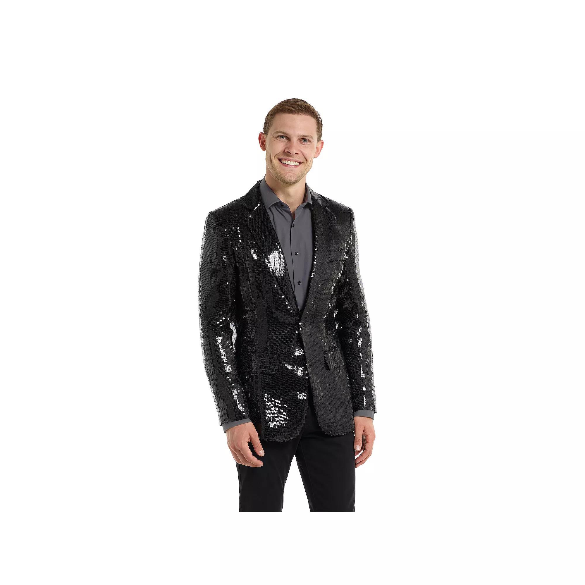 Men's Suitmeister Christmas New Years Eve Party Blazer, Size: Medium, Sequins Black Product Image