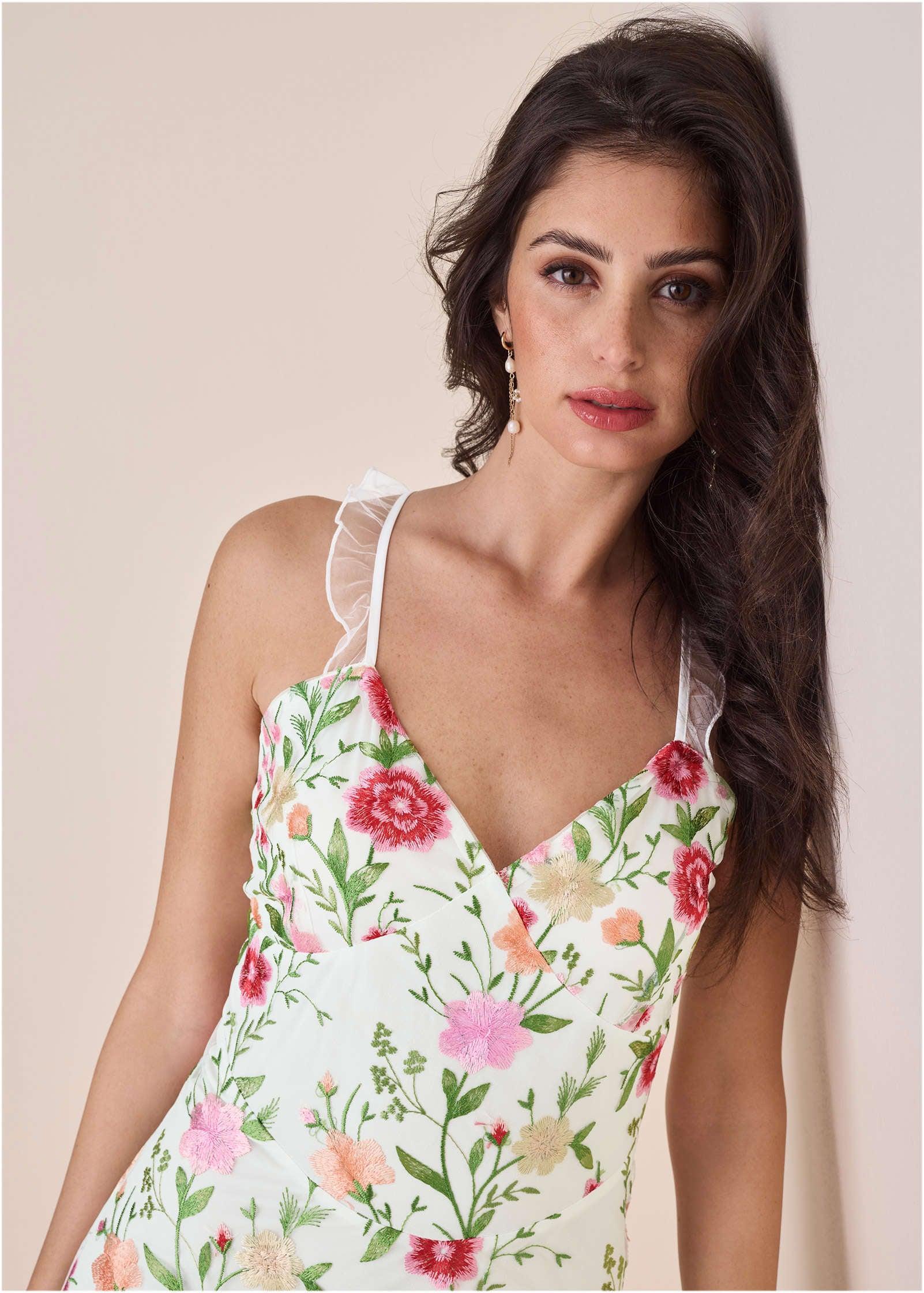 Sheer Embroidered Maxi  - White Multi Product Image