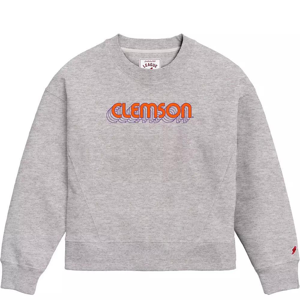 Women's League Collegiate Wear Ash Clemson Tigers Boxy Pullover Sweatshirt, Size: XL, Black Product Image