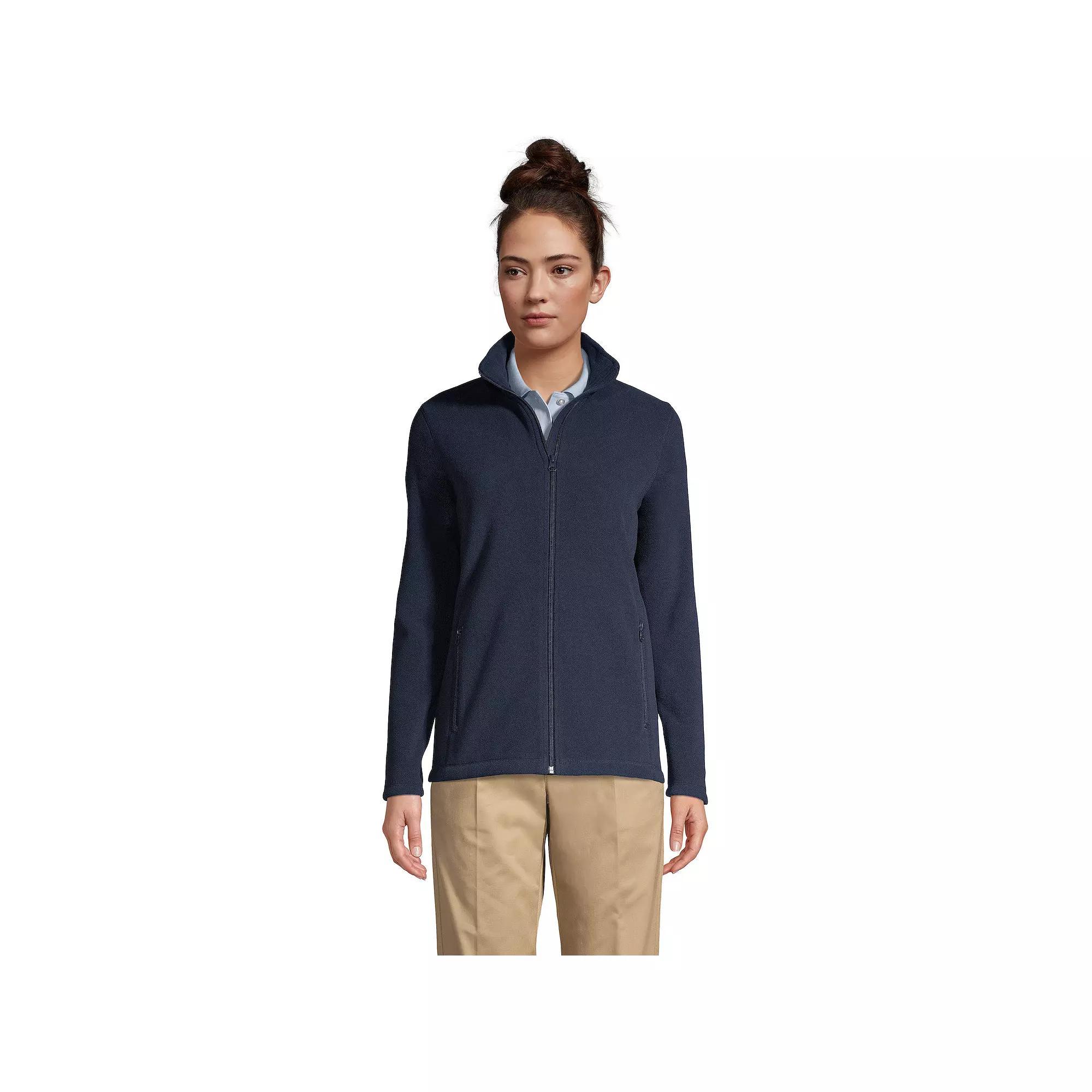 Women's Lands' End Full-Zip Long Sleeve Fleece Jacket, Size: Medium, Blue Product Image