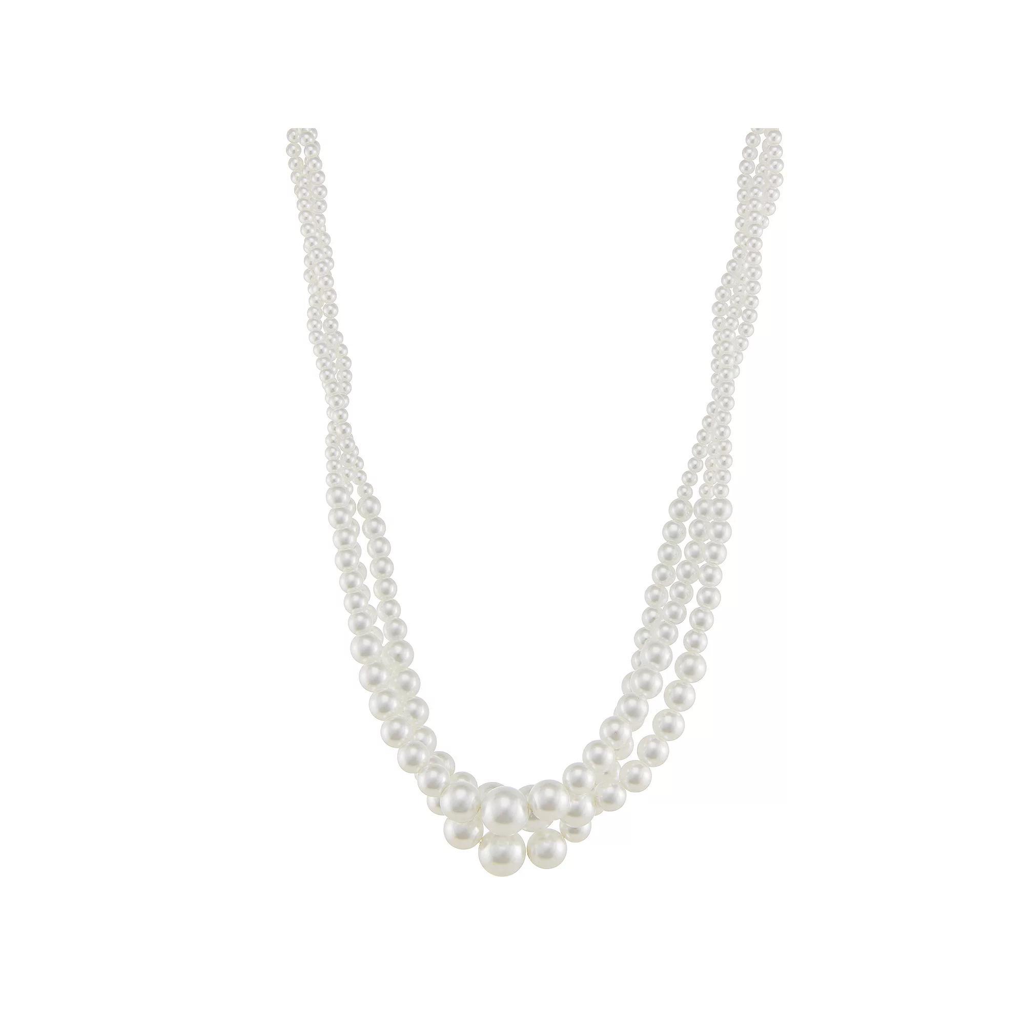 Youre Invited 18 in. Silver Tone Multi-Row Simulated Pearl Collar Necklace, Womens, White Product Image