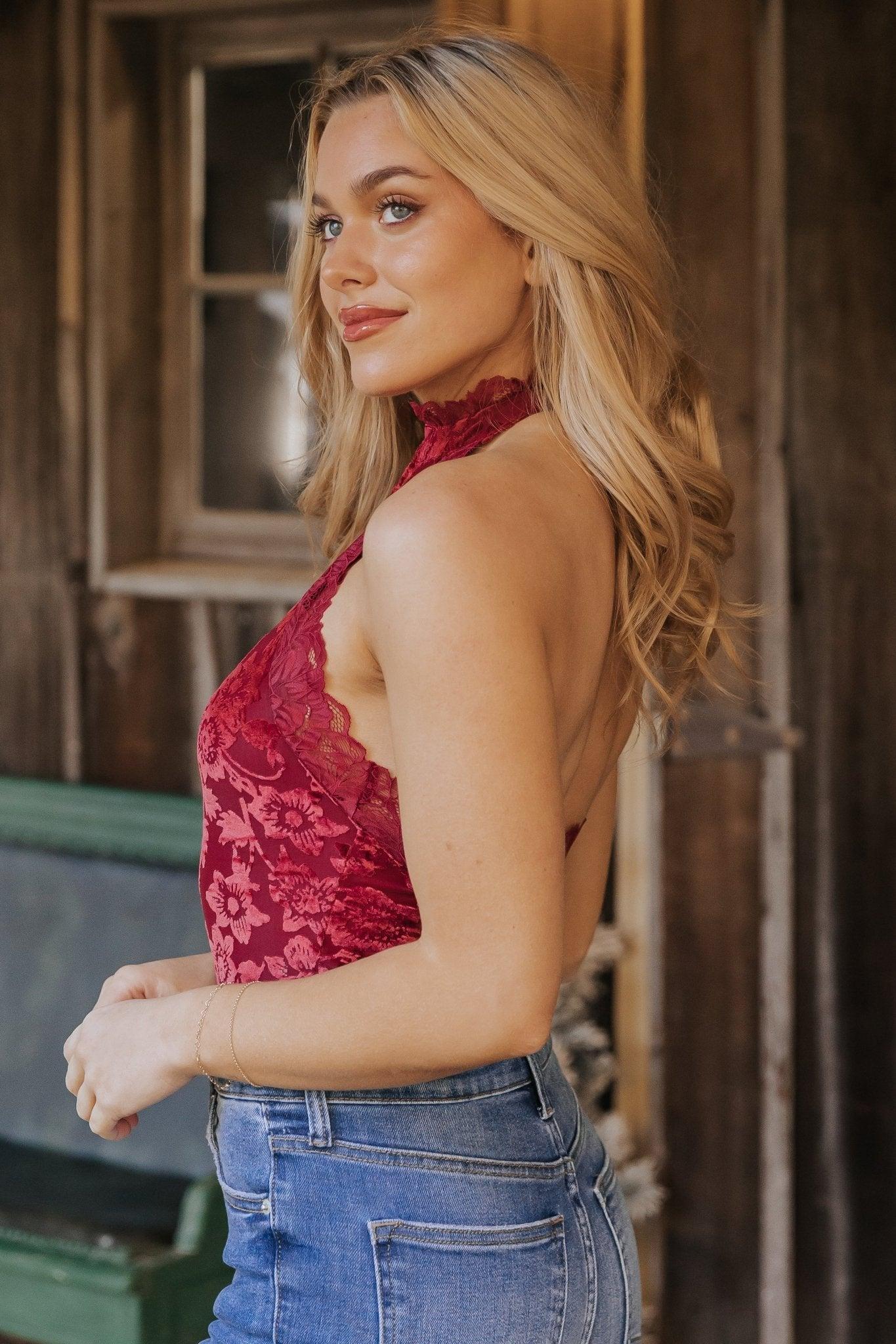 Free People Wine Late Night Bodysuit - FINAL SALE Female Product Image
