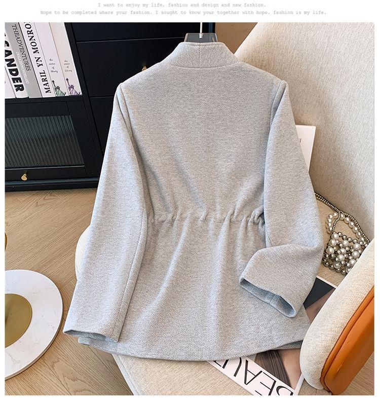 V-Neck Plain Drawstring Waist Coat Product Image