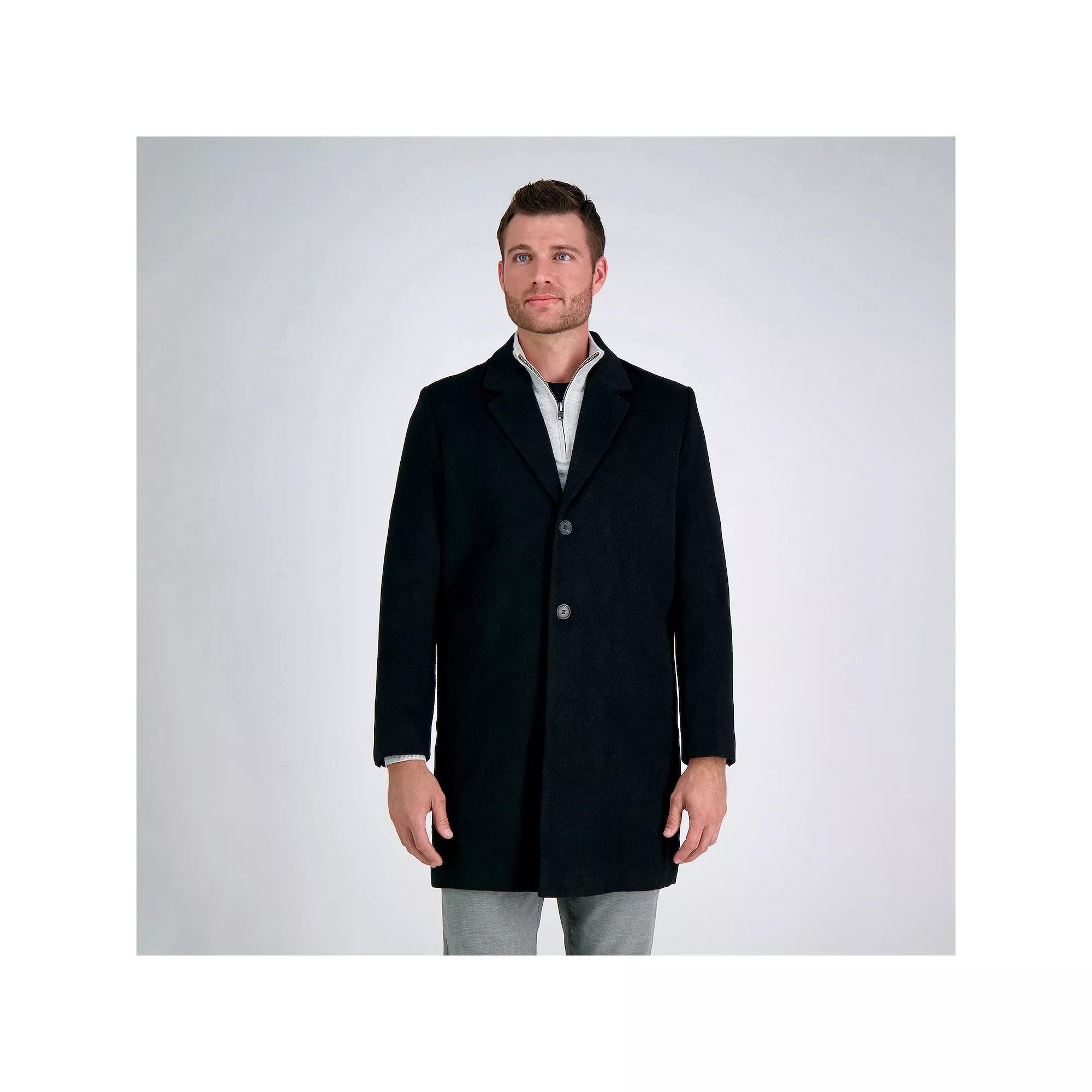 Men's Haggar Mid-Length Single Breasted Brushed Twill Topcoat, Size: Medium 40-42, Black Product Image