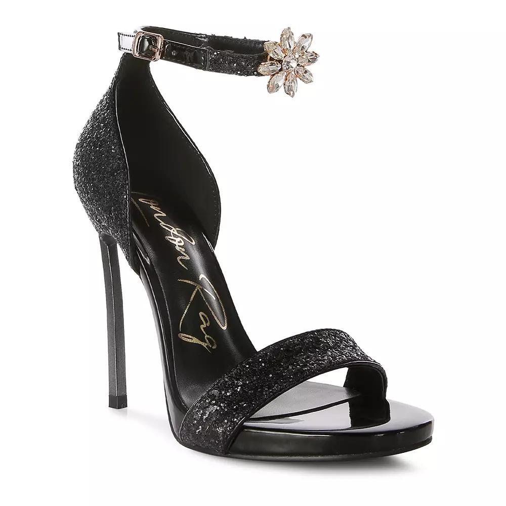 London Rag Straight Fire Women's Glitter High Heel Sandals, Size: 9, Black Product Image