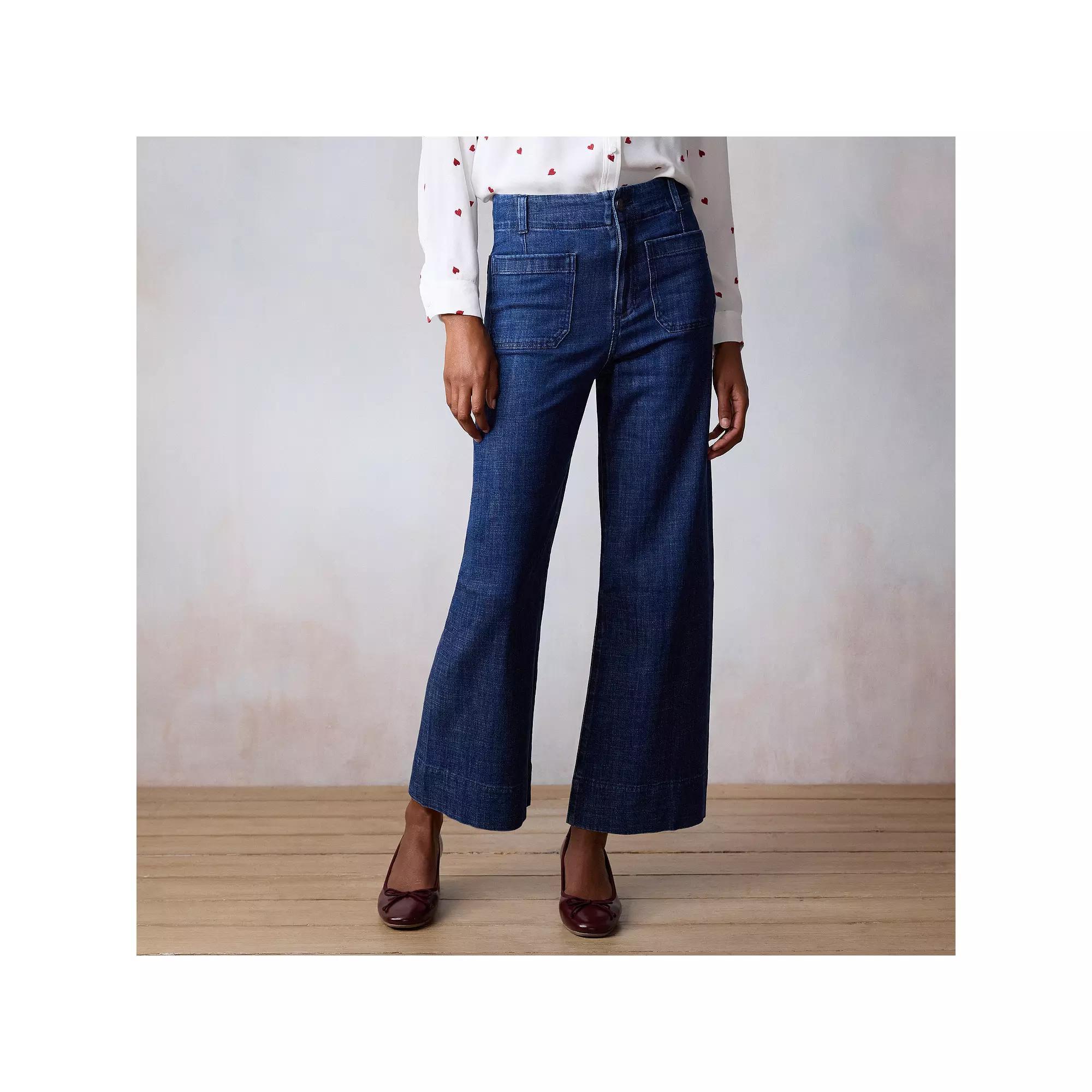 Womens LC Lauren Conrad Super High-Rise Wildflower Wide Leg Cropped Pants Product Image