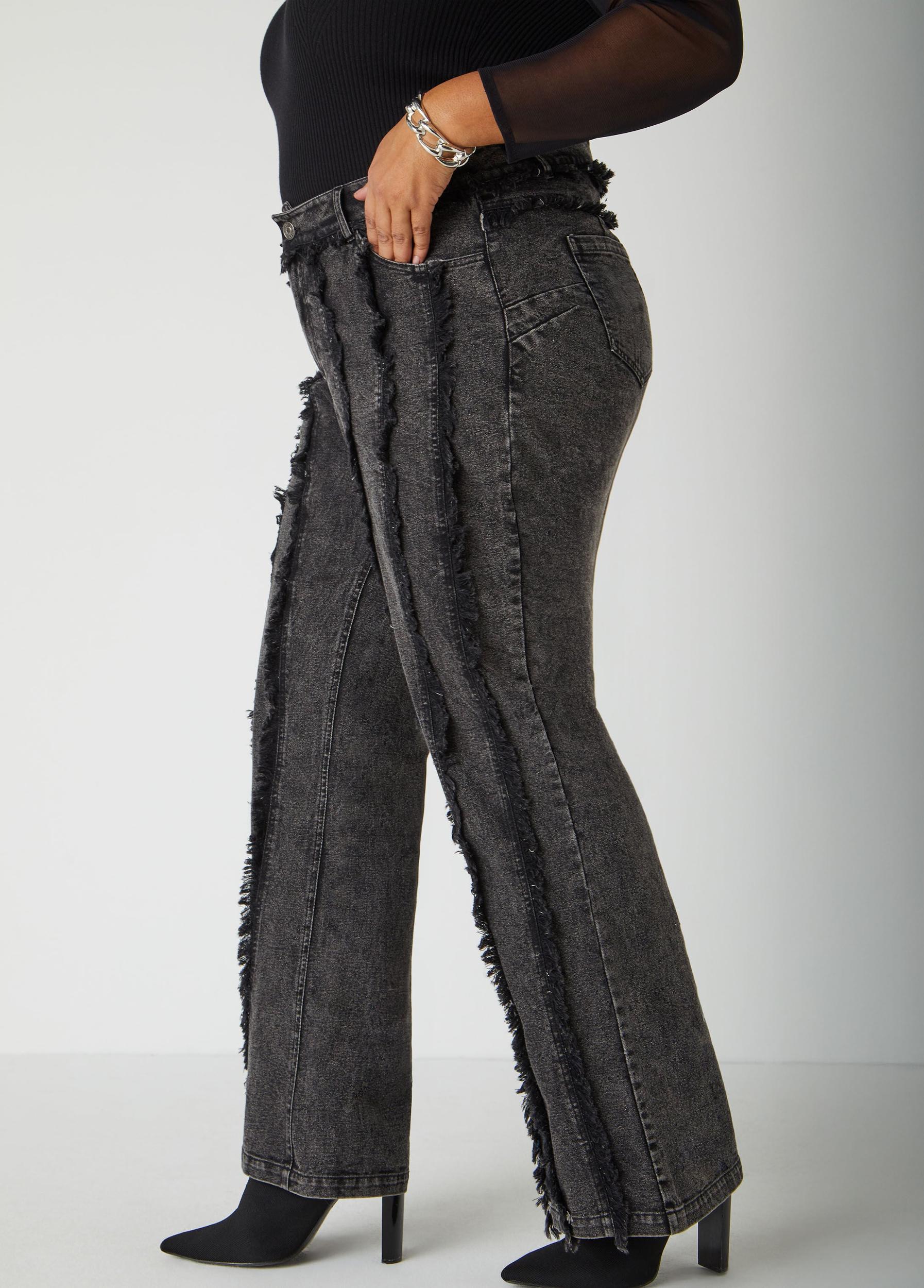 Frayed Stone Wash Jeans Product Image