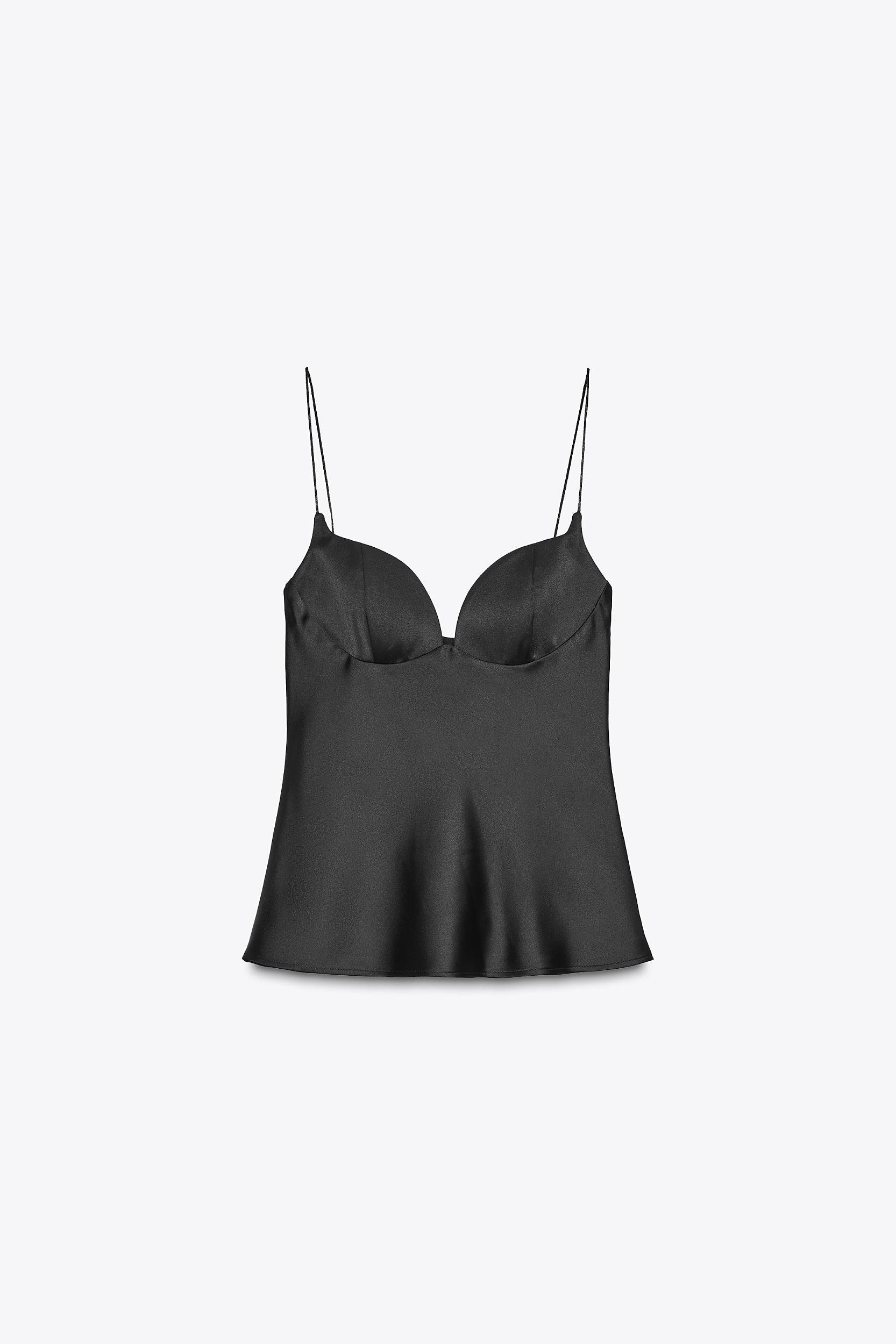 SATIN EFFECT SWEETHEART NECKLINE TOP Product Image