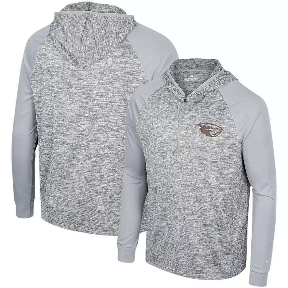 Men's Colosseum Gray Oregon State Beavers Cybernetic Raglan Quarter-Zip Hooded Top, Size: XL, Grey Product Image