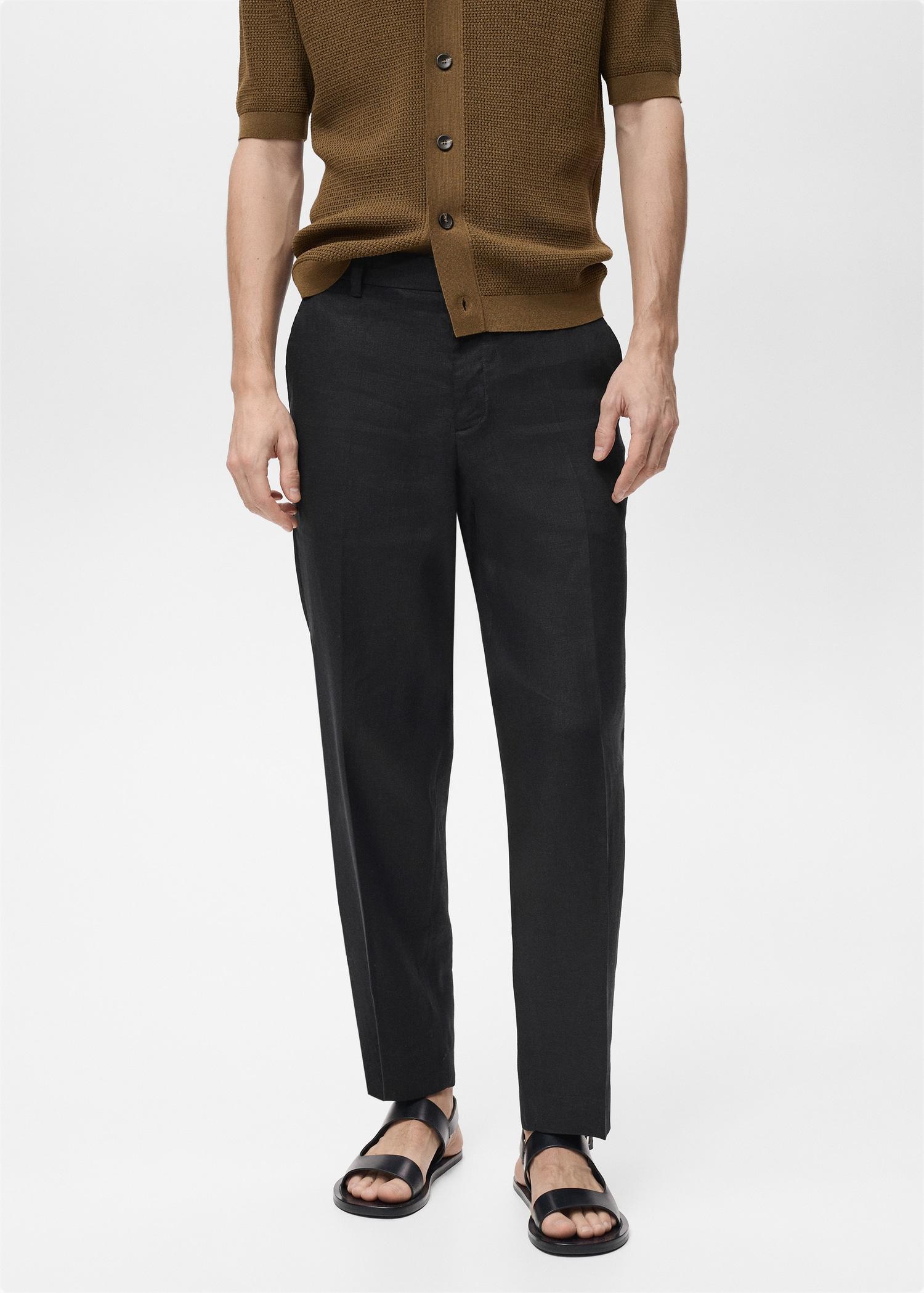 100% linen regular-fit trousers - Men | MANGO USA Product Image