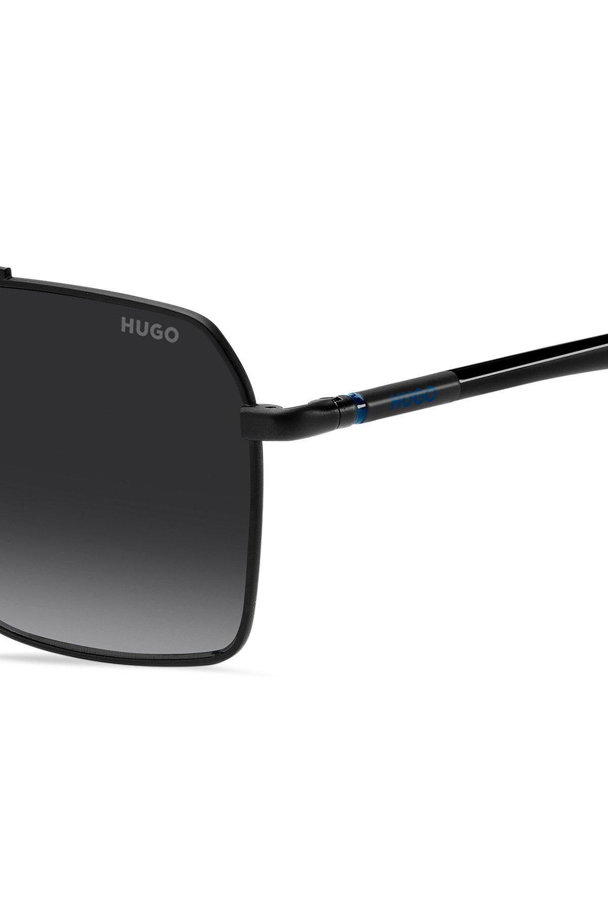 HUGO - Double-bridge sunglasses in black and blue Product Image