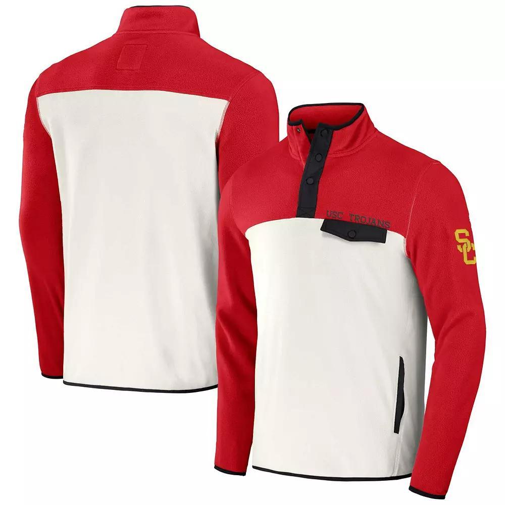 Men's Darius Rucker Collection by Fanatics Crimson/White USC Trojans Micro Fleece Half-Snap Jacket, Size: Medium, Red Product Image