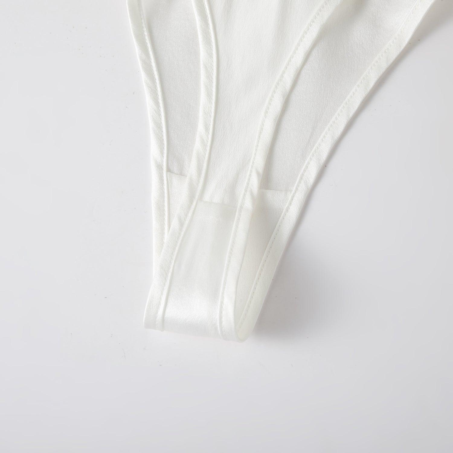 Pearl White Pure Mulberry Silk T-String Panties | Mid to High Waist | 22 Momme | Float Collection Product Image