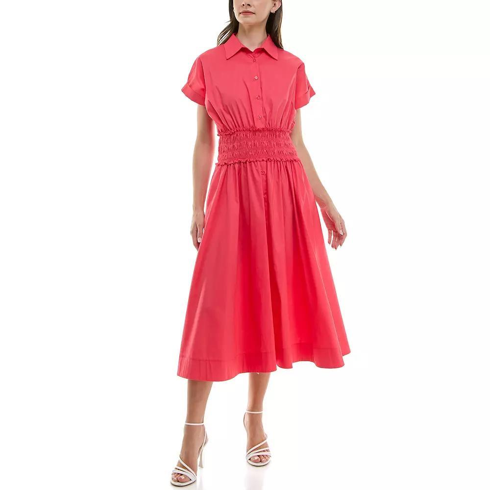 Women's Taylor Dolman Sleeve Smocked Waist Dress, Size: 14, Deep Pink Product Image