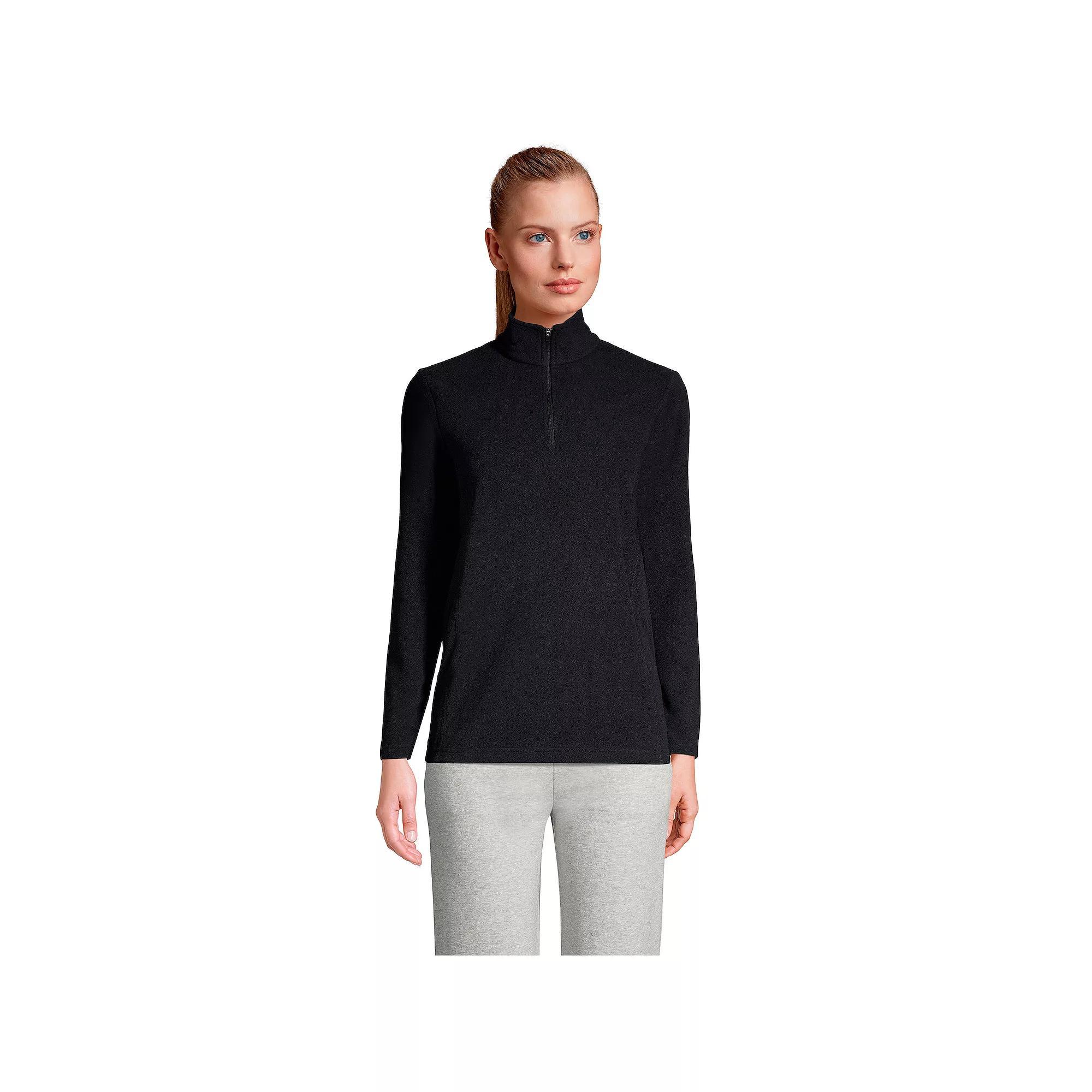 Petite Lands' End 1/4-Zip Fleece Pullover, Women's, Size: Small Petite, Black Product Image