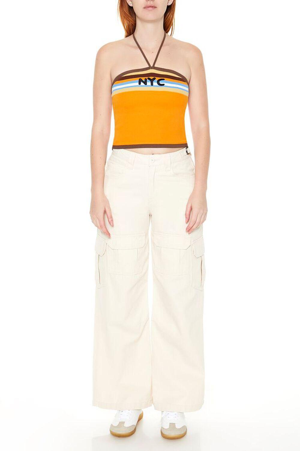 Twill Wide-Leg Cargo Pants | Forever 21 Product Image