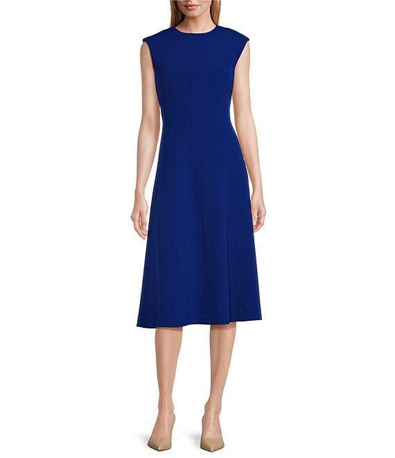 Preston & York Crepe Round Neck Cap Sleeve Sophia Midi Dress Product Image