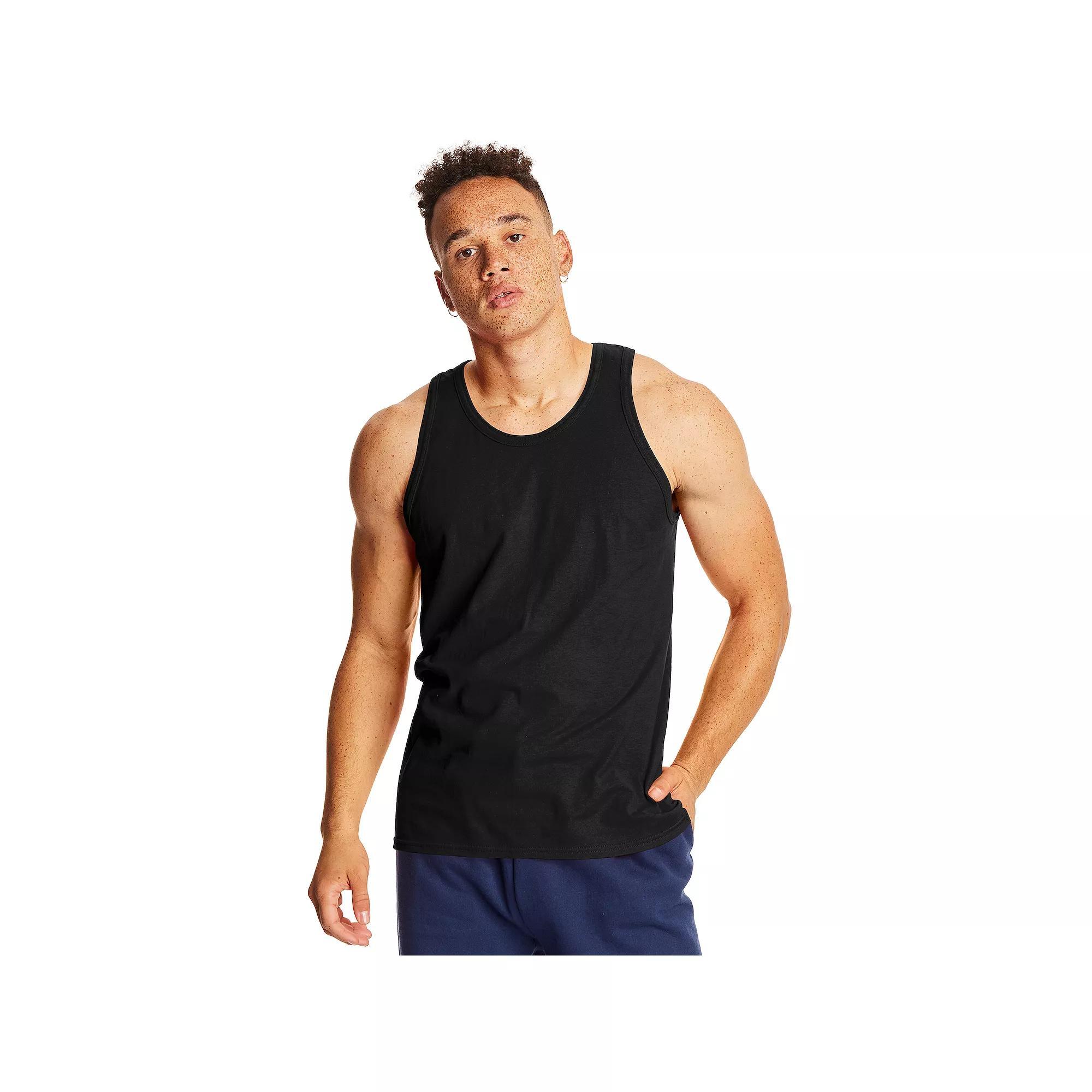 Mens Hanes X-Temp 2-Pack Performance Tank Top Light Silver Product Image