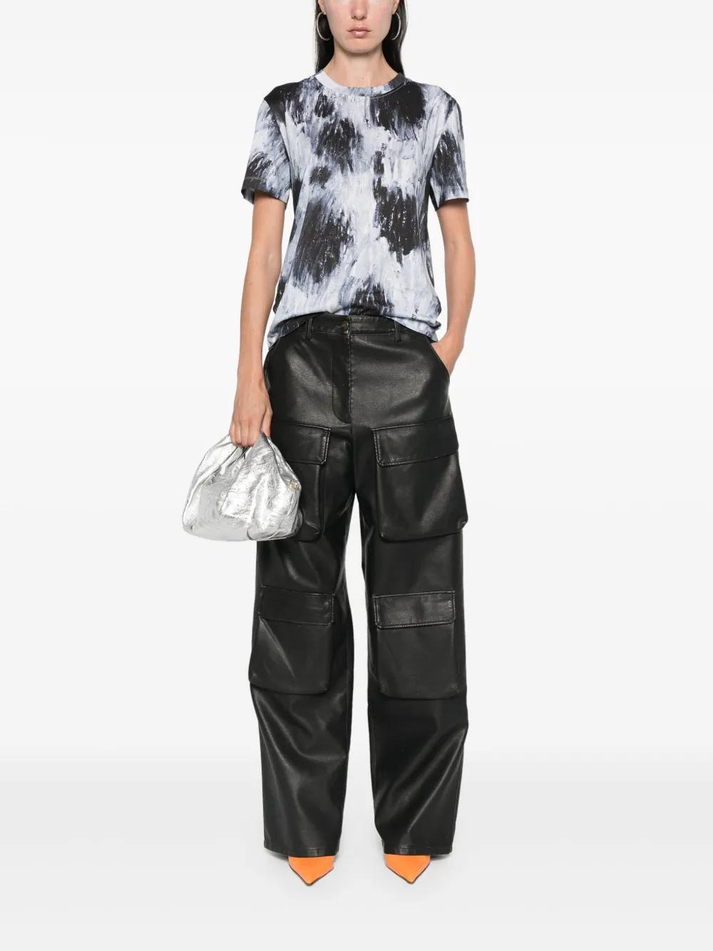 MSGM Faux Leather Cropped Pants In Black Product Image