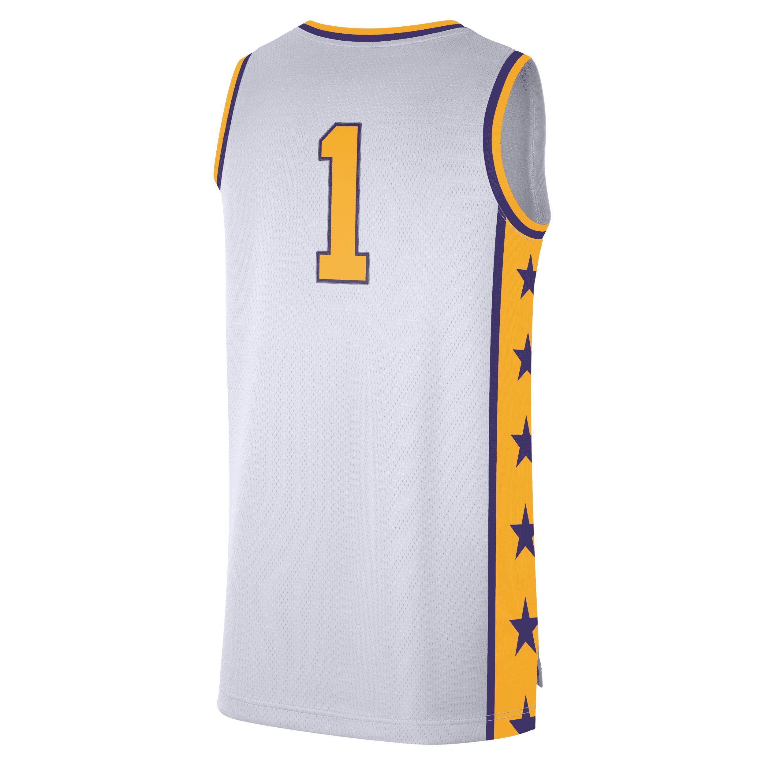 Men's Nike #1 White LSU Tigers Replica Basketball Jersey, Size: Medium Product Image