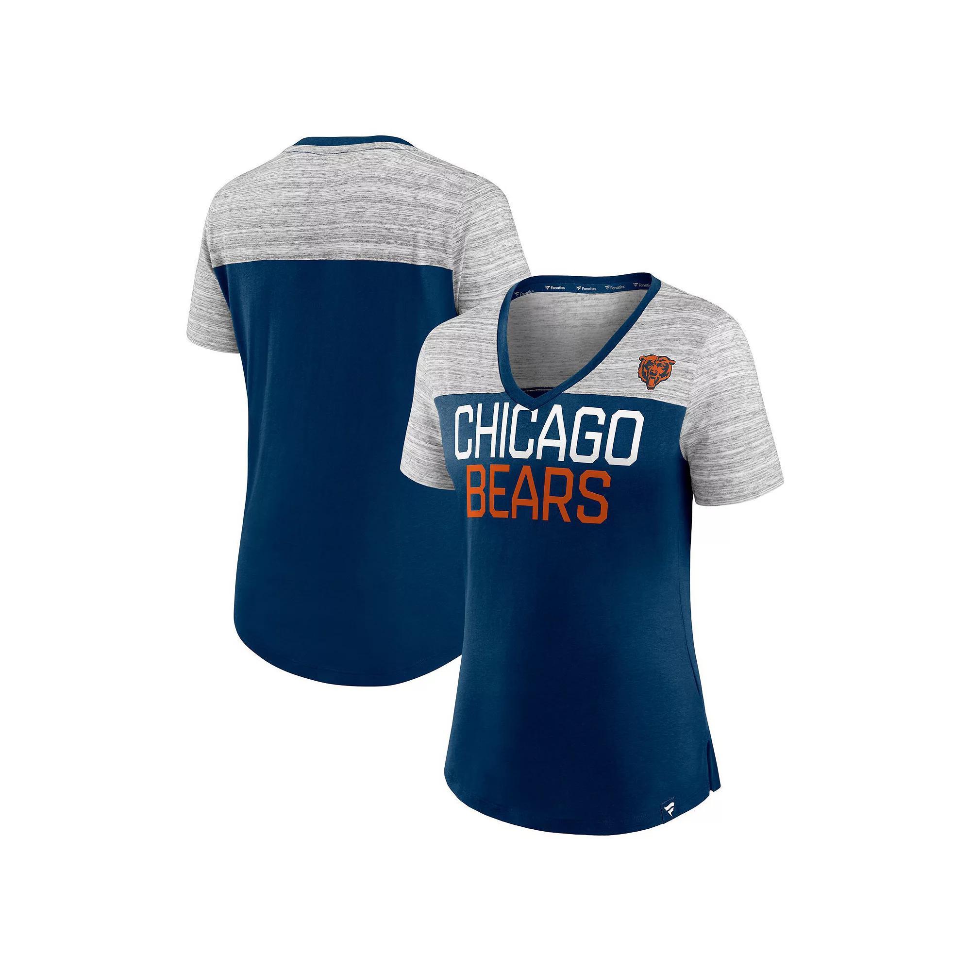 Women's Fanatics Branded Navy/Heathered Gray Denver Broncos Close Quarters V-Neck T-Shirt, Size: XL, Blue Product Image