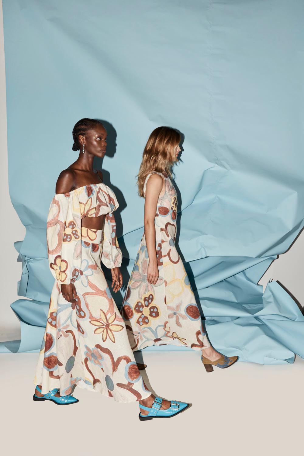 Art Of Bloom Linen Bias Cut Maxi Dress Flower Product Image
