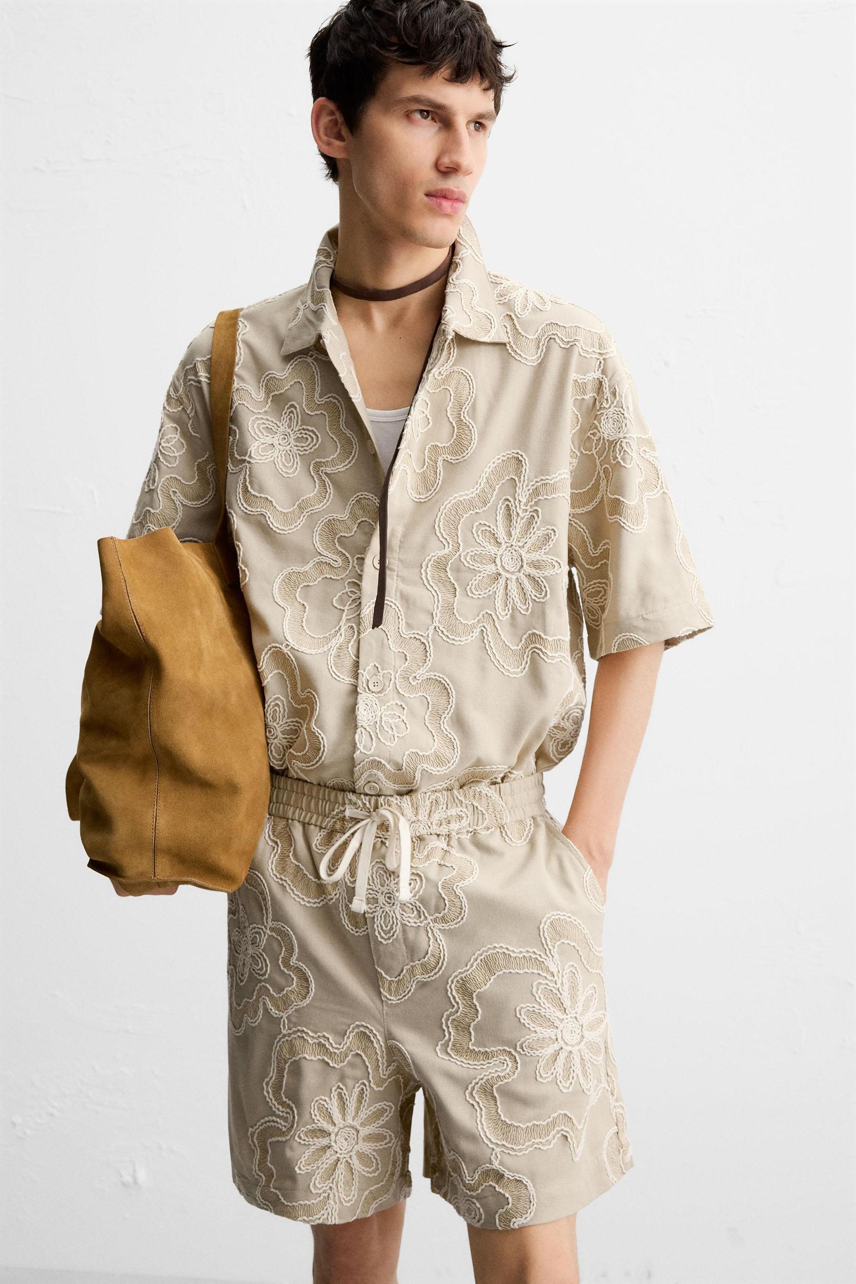 EMBOSSED EMBROIDERY SHORTS Product Image