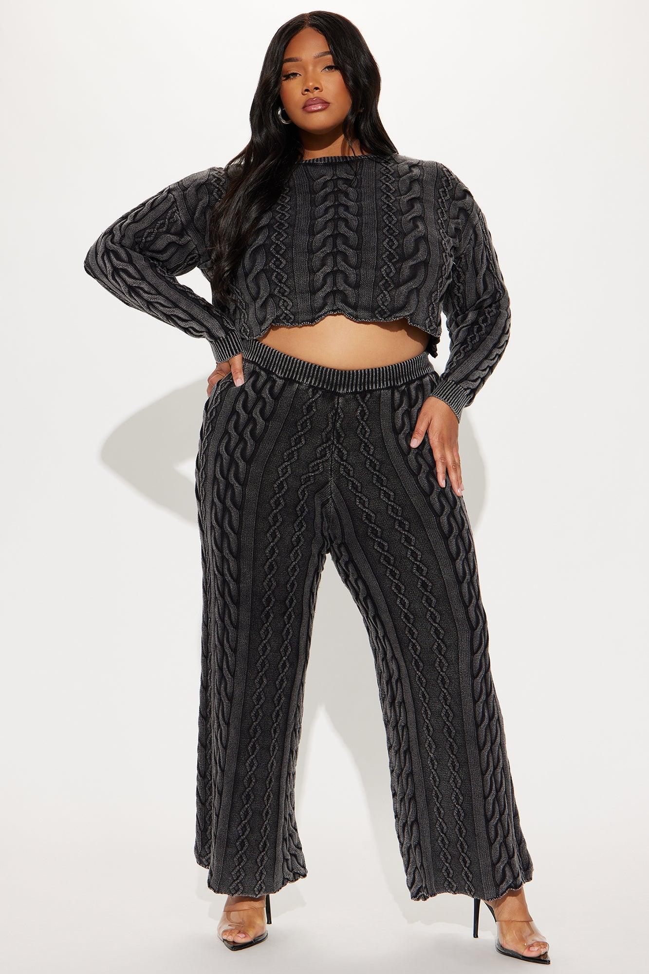 Ineza Mineral Wash Sweater Pant Set - Charcoal Product Image