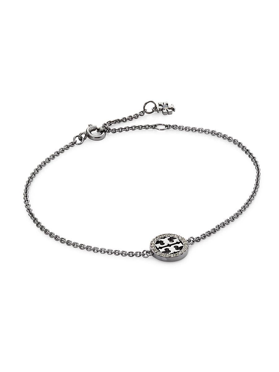 Womens Miller 18K Gold-Plated, Swarovski Crystal & Pearl Logo Charm Bracelet Product Image