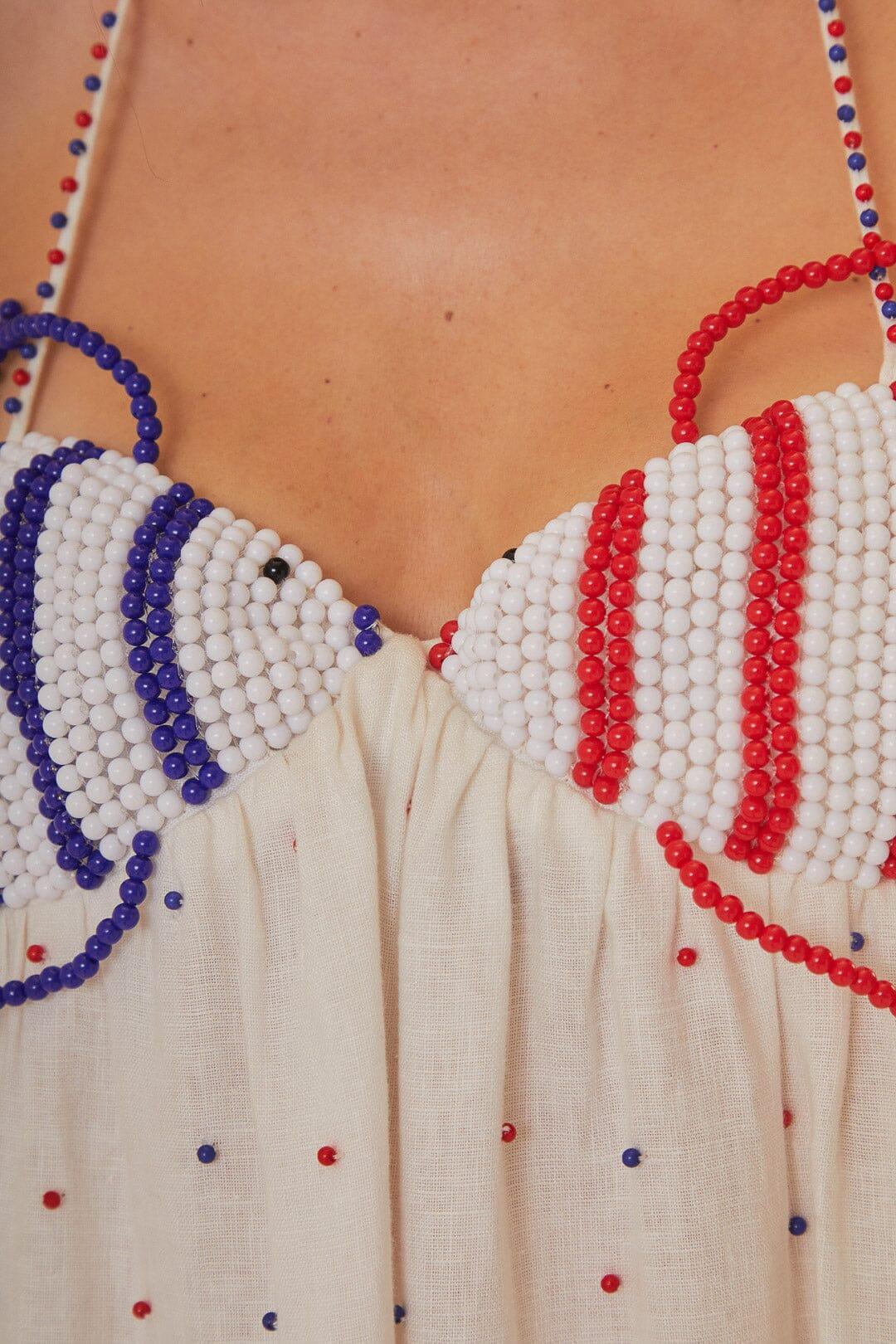 White Beaded Fishes Sleeveless Maxi Dress Product Image