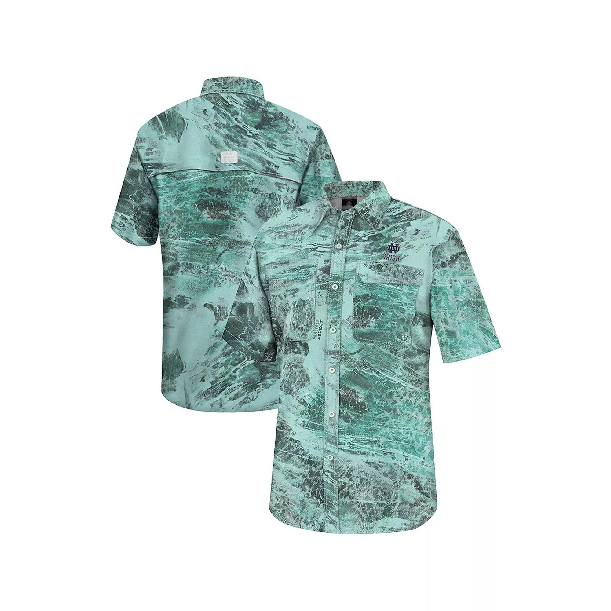 Men's Colosseum  Green Notre Dame Fighting Irish Realtree Aspect Charter Full-Button Fishing Shirt, Size: XXL Product Image