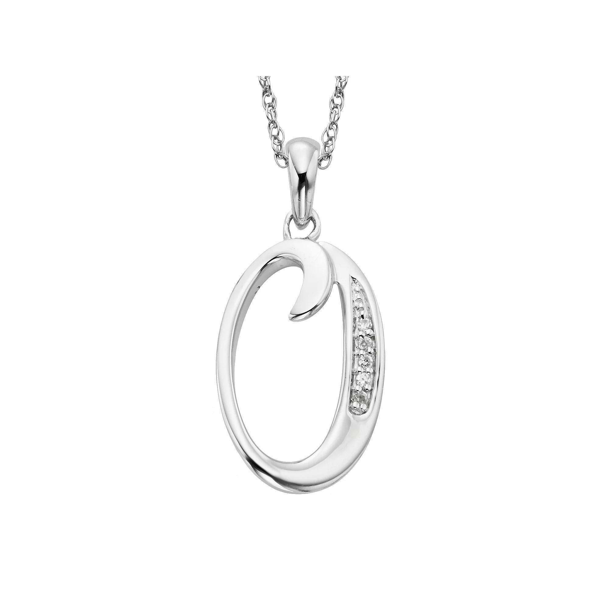 Sterling Silver Diamond Accent Initial Pendant, Womens Product Image
