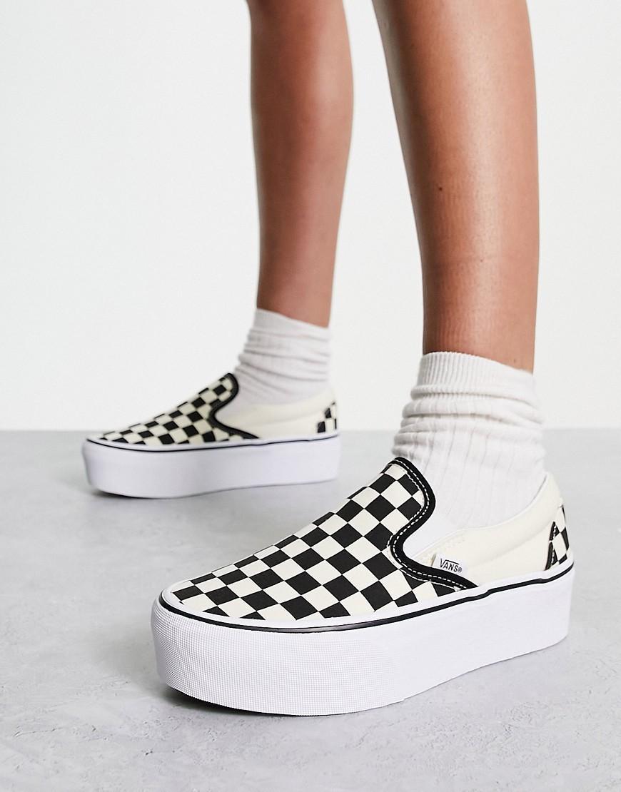 Vans Black & White Slip-On Platform Sneakers in Black/White - Product Image