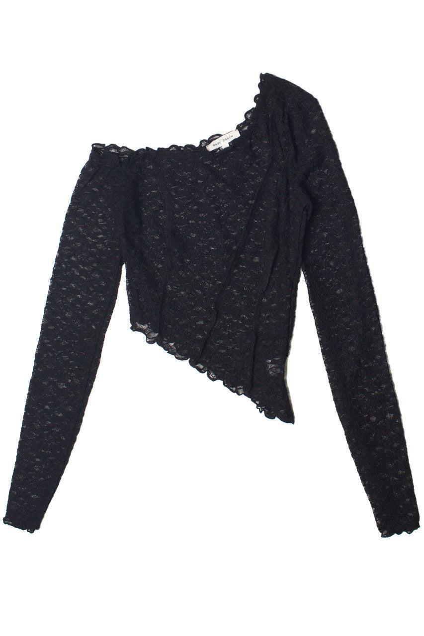 Long Sleeve Asymmetrical Lace Top Product Image