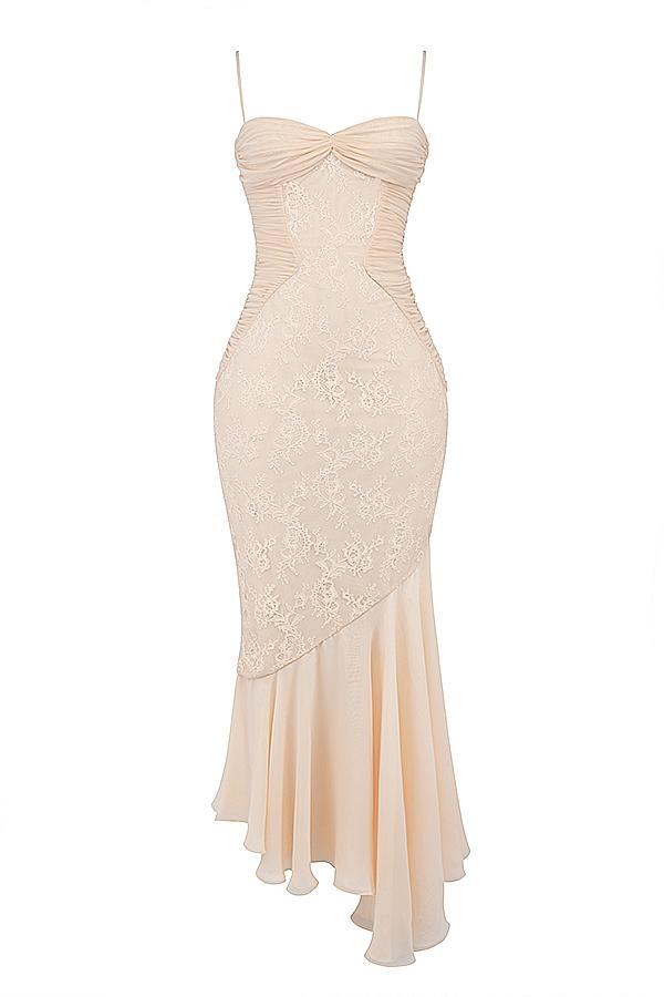 Felicia  vanilla chiffon & lace gown Product Image