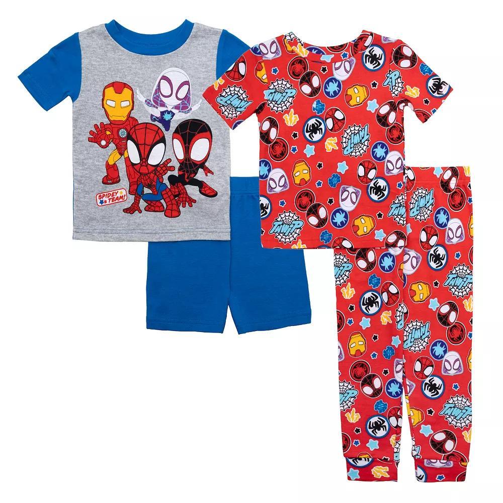 Toddler Boys Spider-Man "Spidey Team" Pajama Shirts, Pajama Pants and Pajama Shorts 4-Piece Set, Toddler Boy's, Size: 4T, Spiderman Product Image
