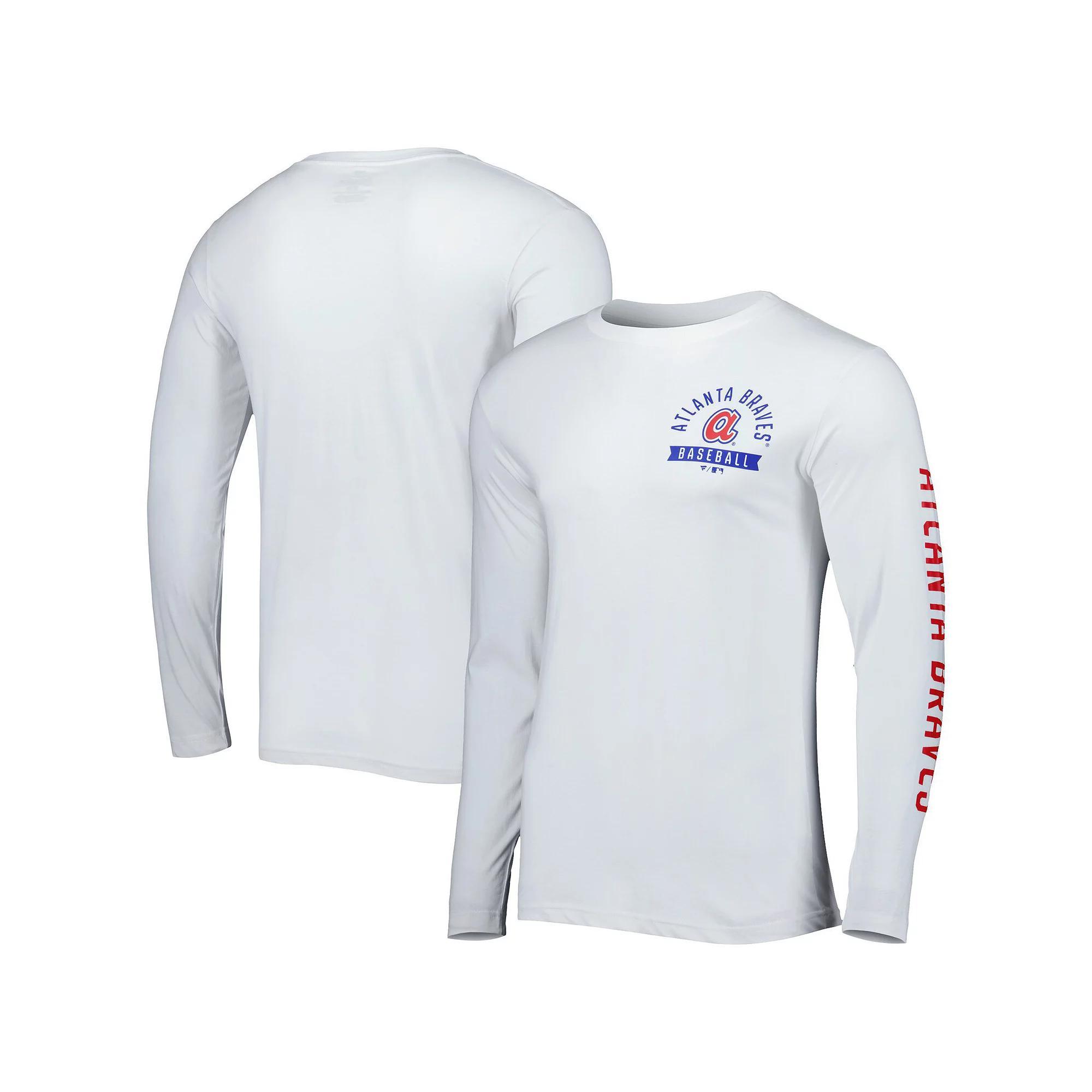 Men's Fanatics Branded White Atlanta Braves Pressbox Long Sleeve T-Shirt, Size: 5XL Product Image