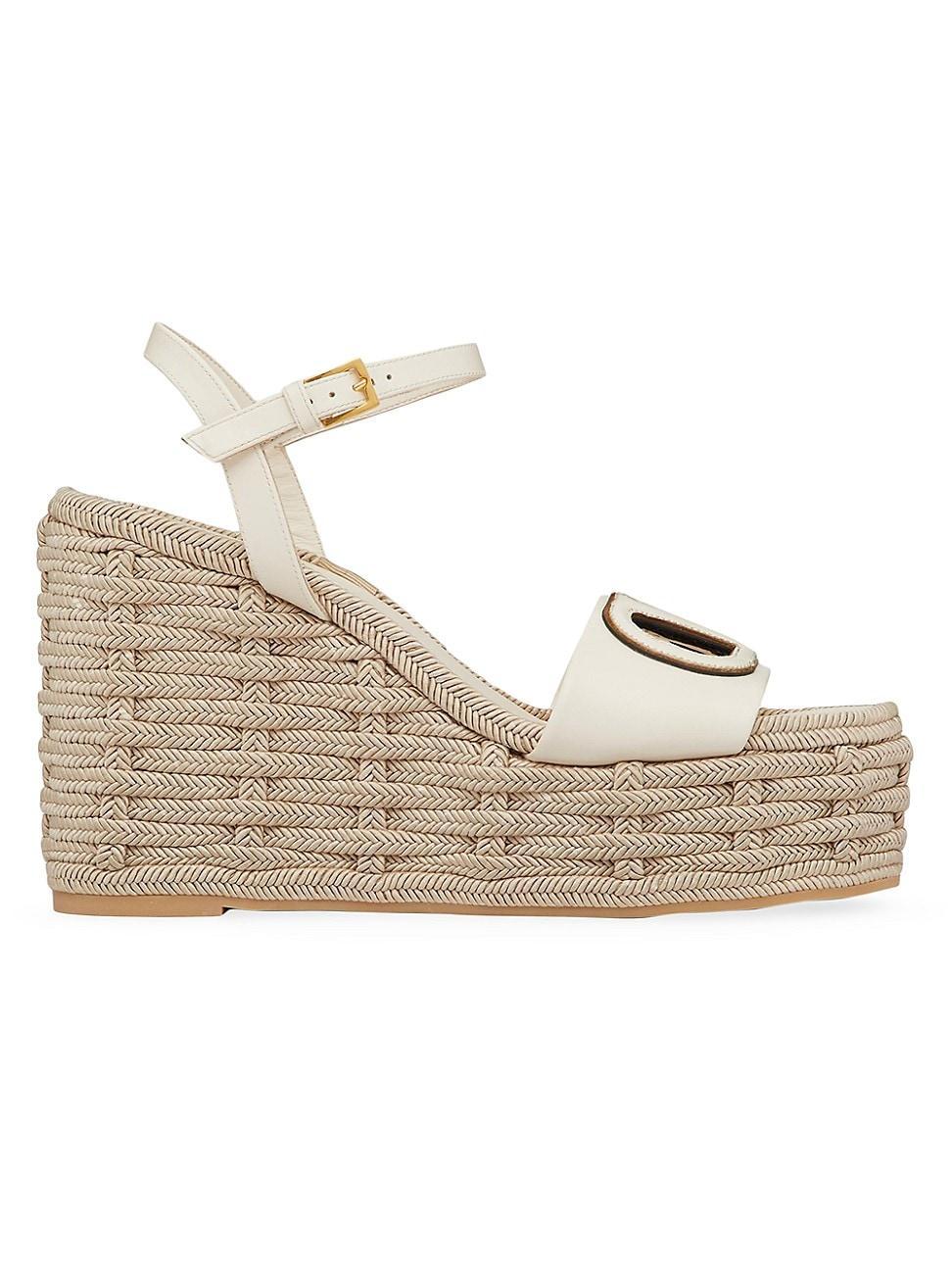 Womens VLogo Calfskin Cut-Out Wedge Sandals 110 MM Product Image